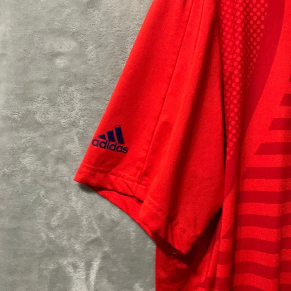 Adidas‎ Team USA Mens XL Red Graphic Performance Polo Shirt FR9663 Short Sleeve